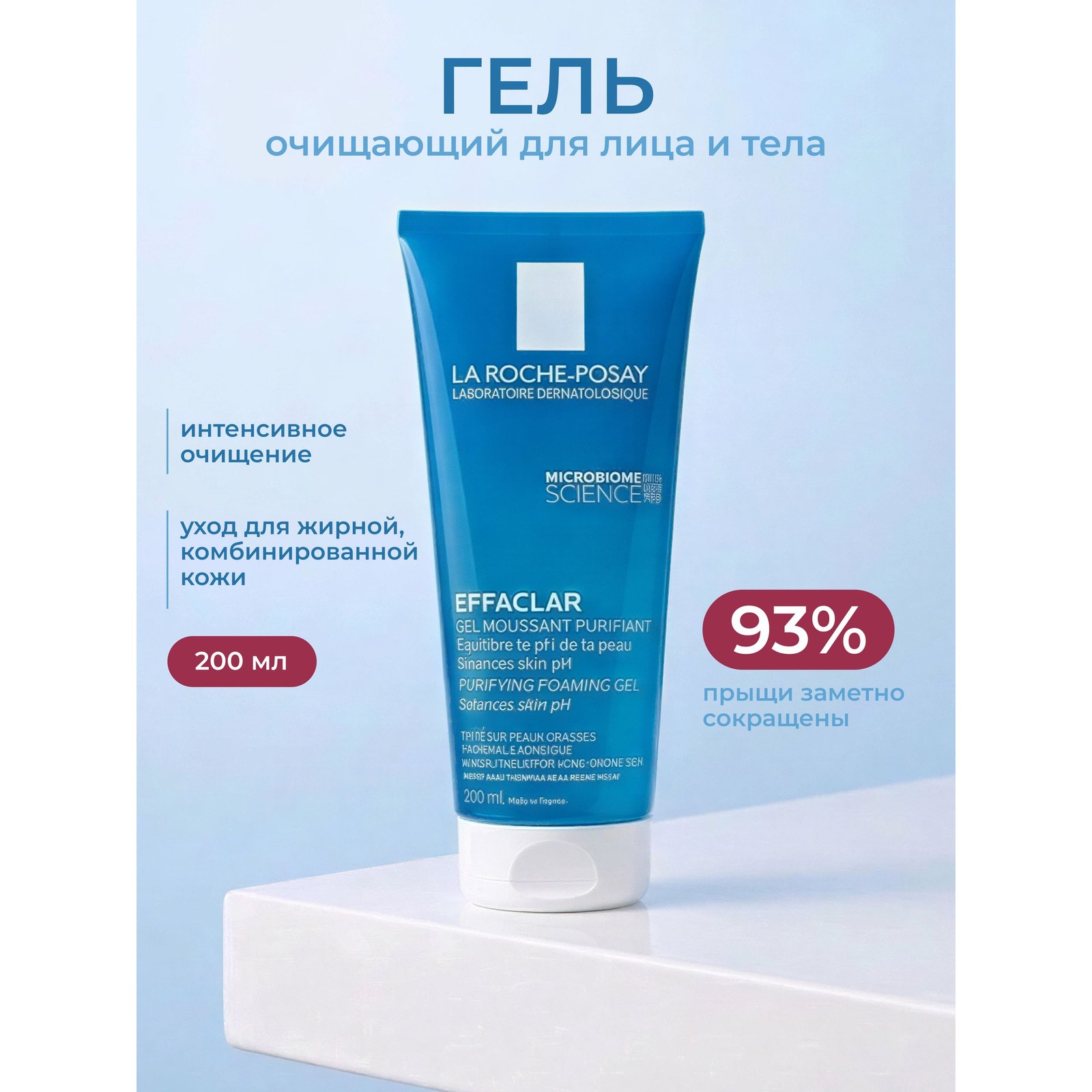 Effaclar Gel — очищающий пенящийся гель для жирной чувствительной кожи